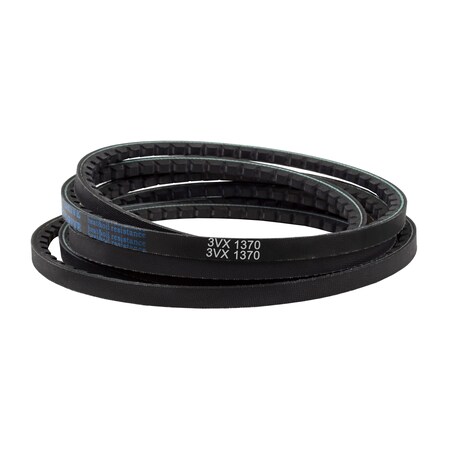 D&D 3VX1370 Cogged, Wedge V-Belt, 137 in Outside Length, 3/8 in Top Width, 5/16 in Thickness, 1 Ribs 3VX1370